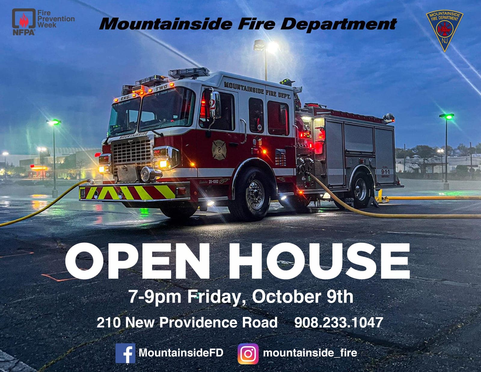 The Mountainside Fire Department will hold its open house Oct. 9 at 210 New Providence Road.